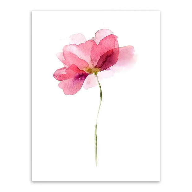 Nordic Floral Canvas Painting - Modern Rose Wall Art