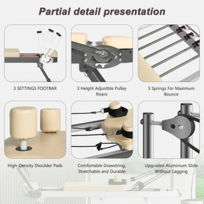 Foldable Pilates Reformer Machine for Home Workouts