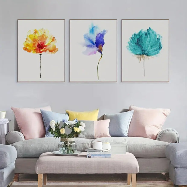Nordic Floral Canvas Painting - Modern Rose Wall Art