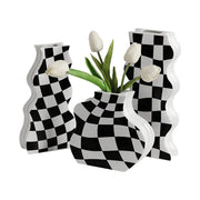 Chessboard Grid Ceramic Vase